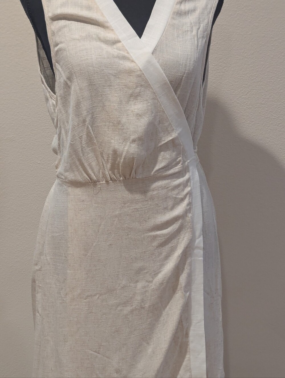 SHEIN Cream Wrap Midi Dress